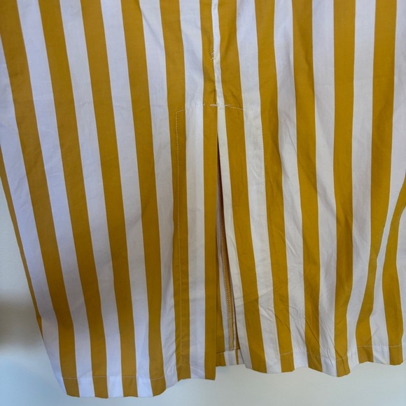 TELA Yellow Stripe Set Pencil Skirt Oversize Top Button Cotton Size L - Picture 9 of 16